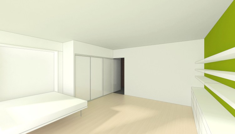 vue b / pièce principale avec le lit ouvert