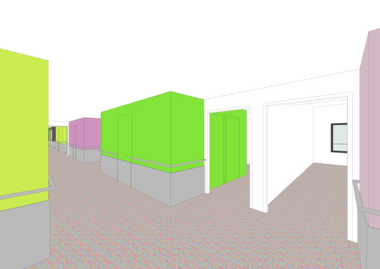 vers des chambres doubles / secteur réadaptation