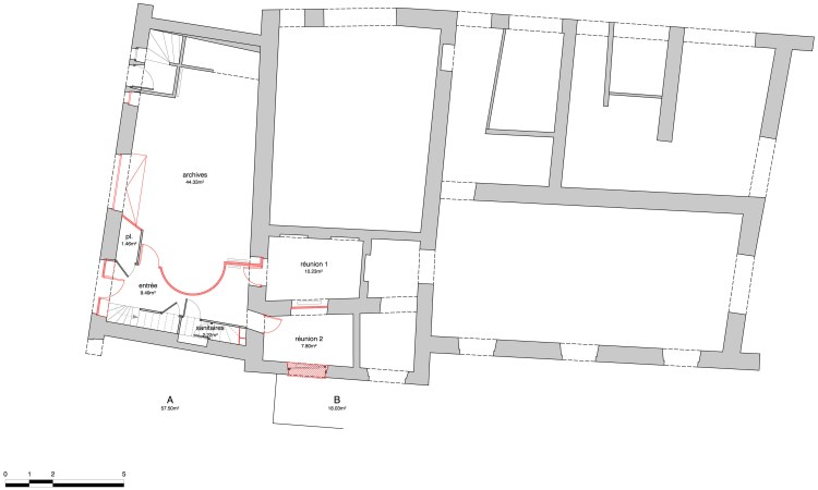 rdc / démolitions (en rouge)